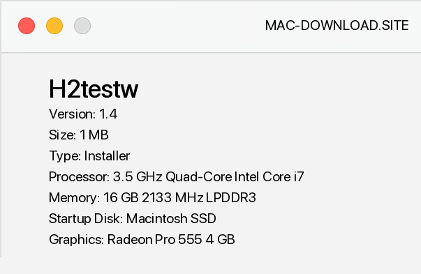 Download H2testw 1.4 For Free From Mac-Download.Site
